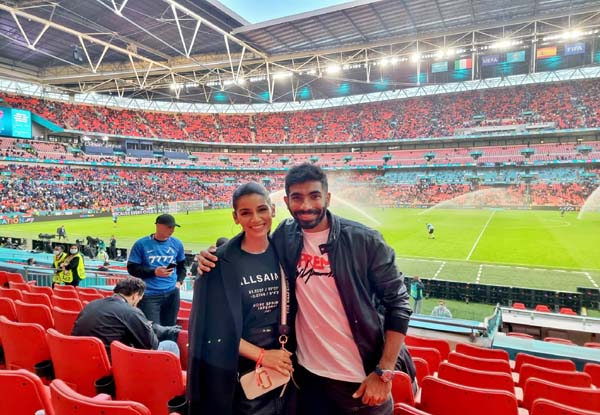 EURO 2020: Jasprit Bumrah, Sanjana Ganesan visit Wembley stadium to enjoy semi final clash between Italy and Spain
