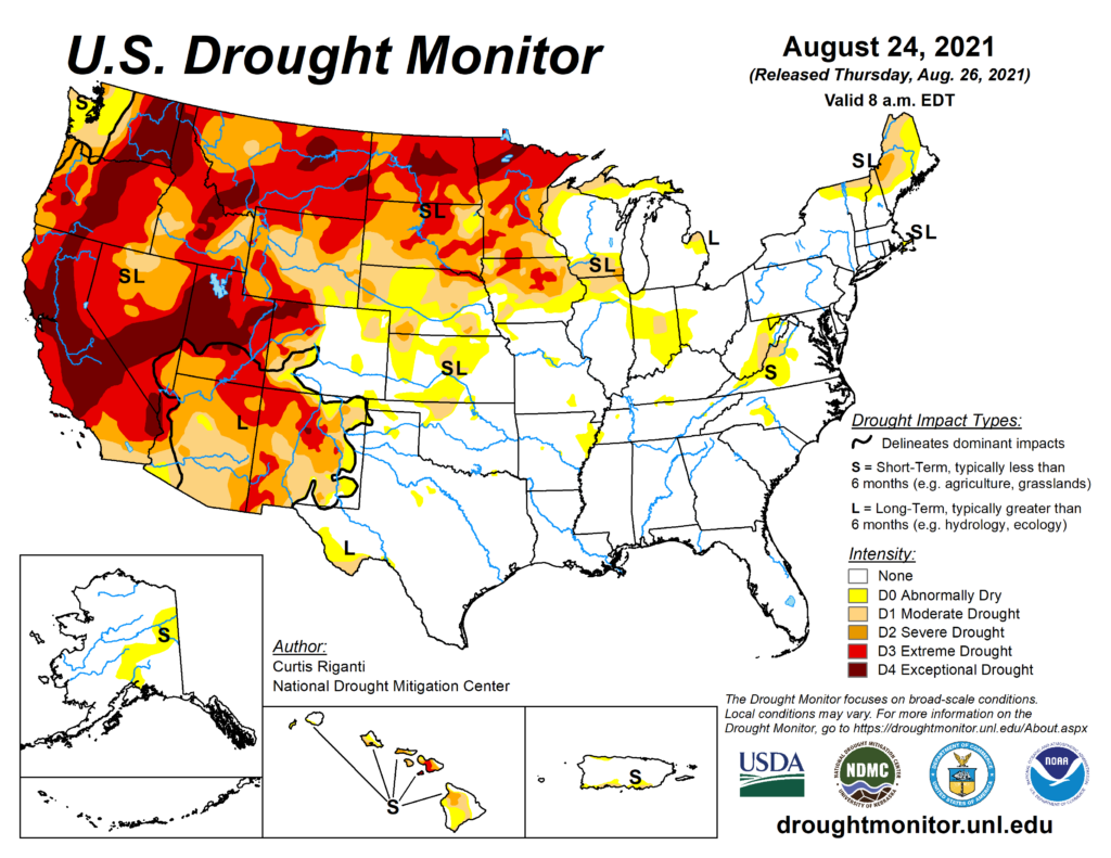 Western drought and high plains drought are a big problem.