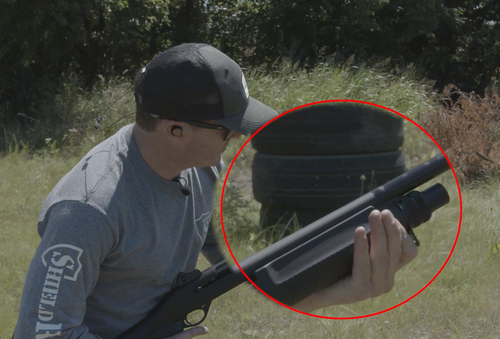 A small latch on the fore-end turns the M3 from semi-auto to pump.