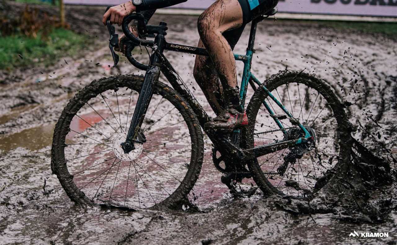 Cyclocross rider in mud. 