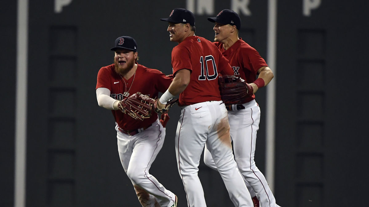 Boston Red Sox center fielder Enrique Hernandez, Alex Verdugo, Hunter Renfroe