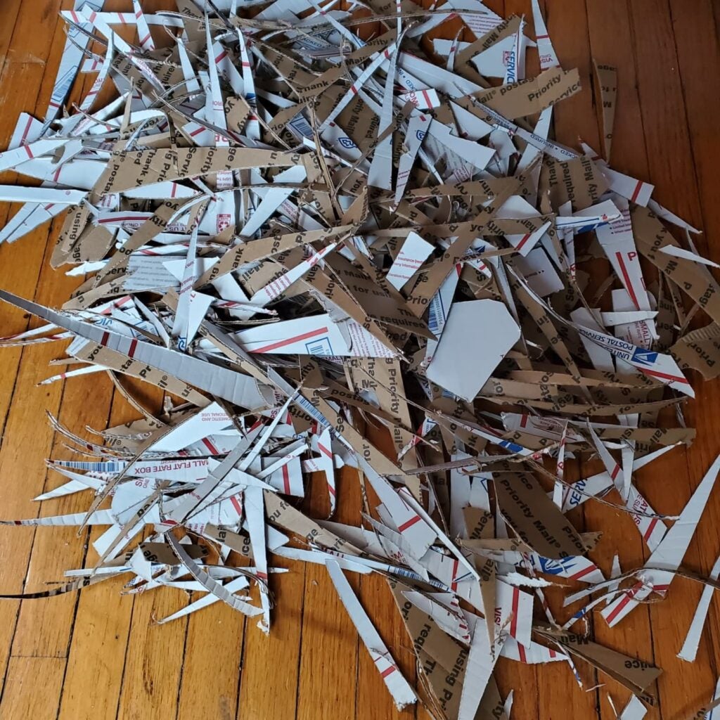 Shredded cardboard