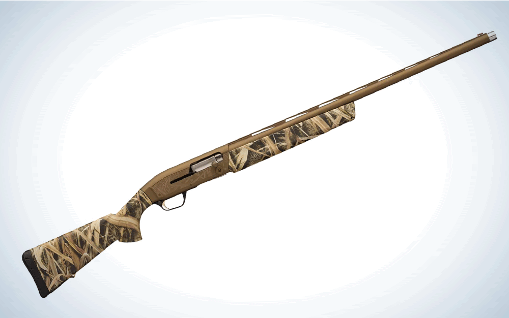 A brown camo rifle