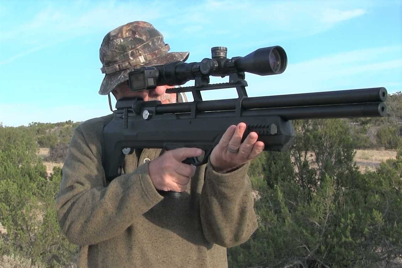 The Air Venturi Avenger Bullpup Air Rifle held by the author