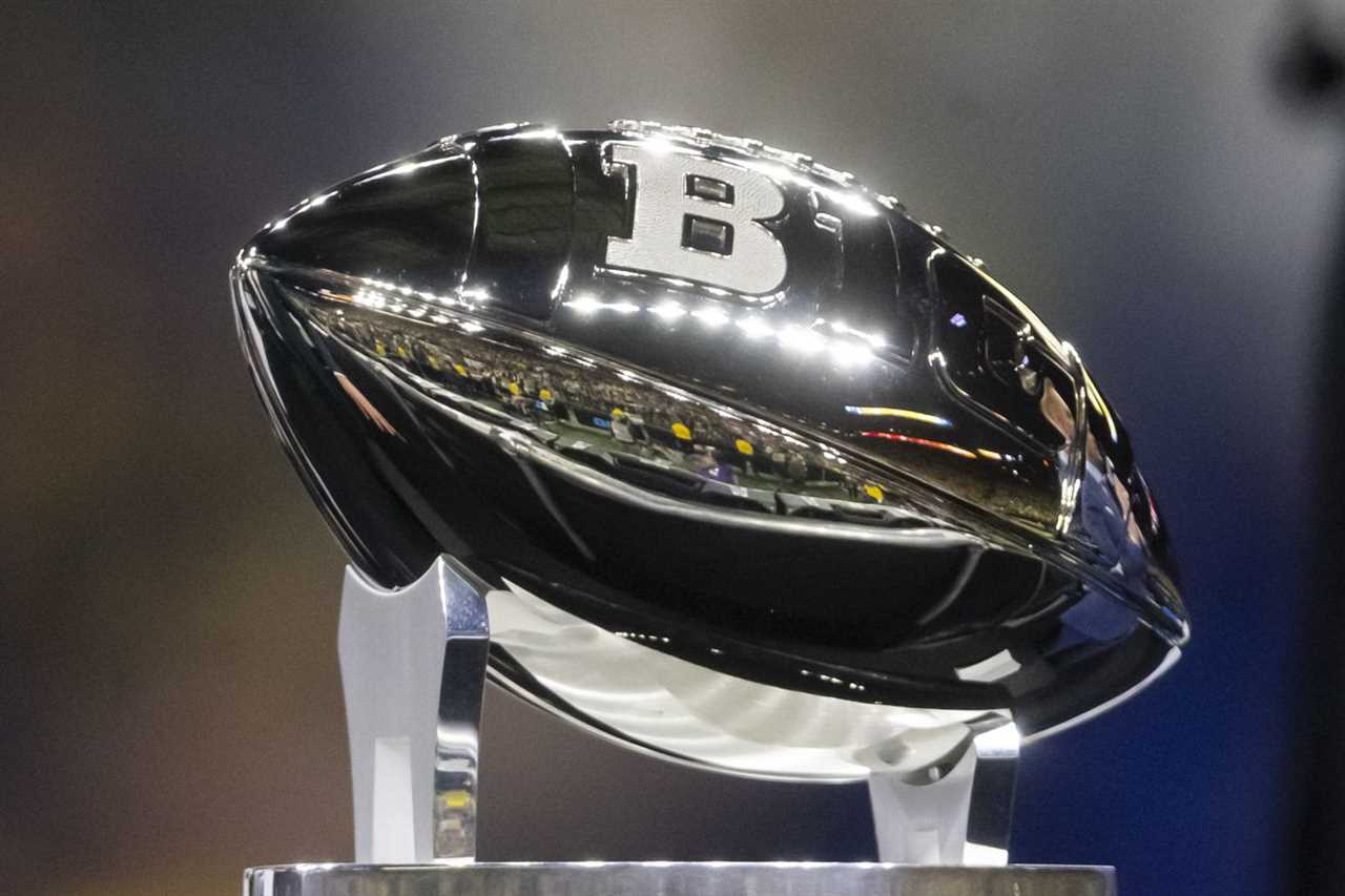 Detailed view of the Big 10 championship trophy