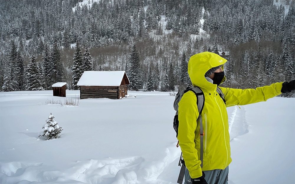 green hard shell jacket snow trek