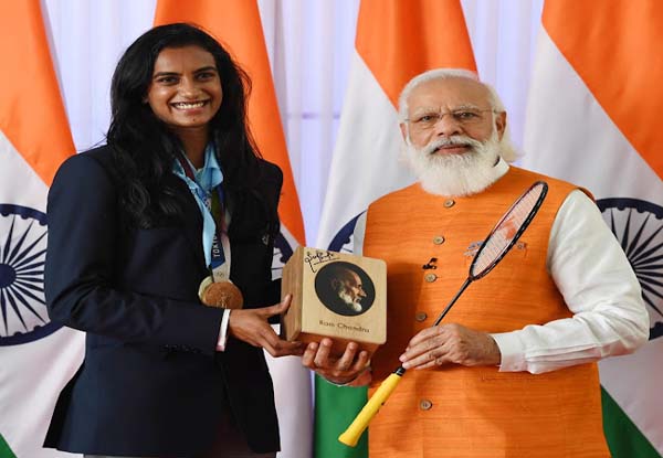 In Pics: Tokyo Olympics gold medallist Neeraj Chopra presents his signed javelin to PM Modi; PV Sindhu has ice-cream with Prime Minister