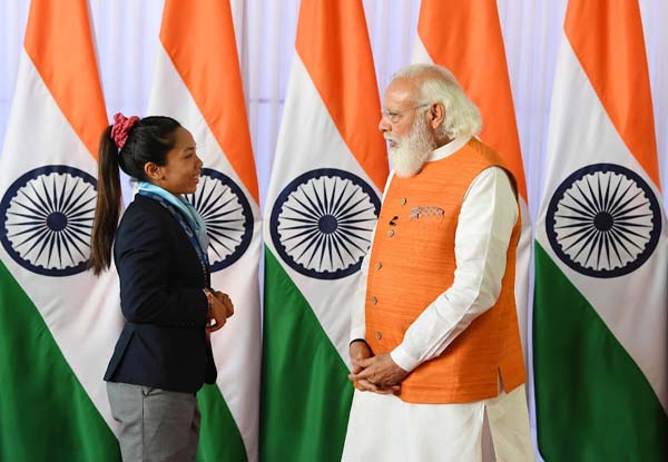 In Pics: Tokyo Olympics gold medallist Neeraj Chopra presents his signed javelin to PM Modi; PV Sindhu has ice-cream with Prime Minister