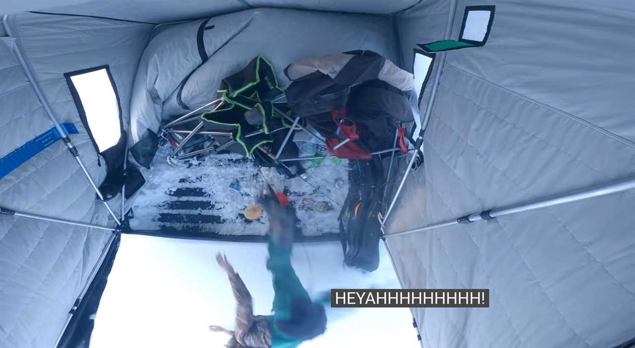 Ice fishing mishap.
