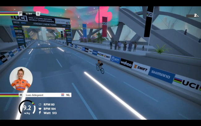 Loes Adegeest wins the second UCI Cycling esports World Championships