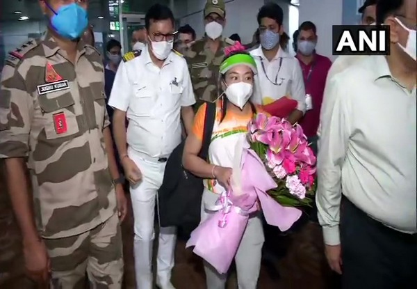 Video: Tokyo Olympics Silver Medallist Mirabai Chanu returns back to India to a rousing welcome