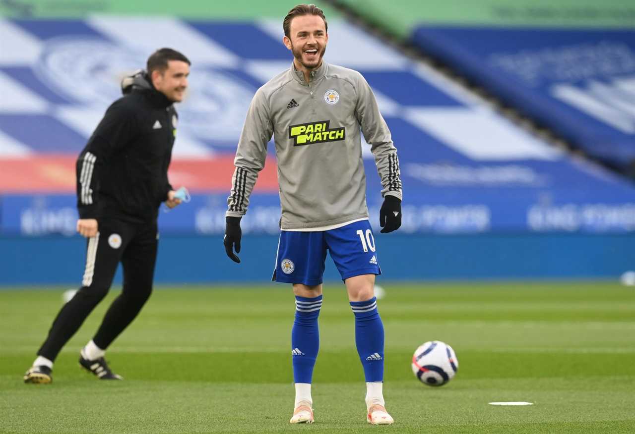 leicester city midfielder james maddison during warm up arsenal transfer target premier league e1626780612653