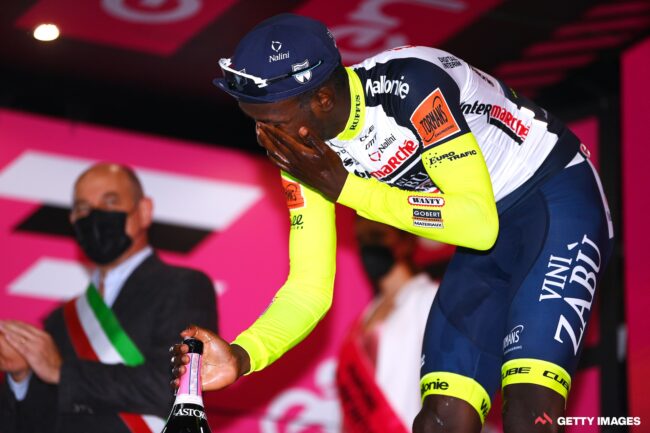 Girmay taken to the hospital after Giro podium cork hits him in the eye