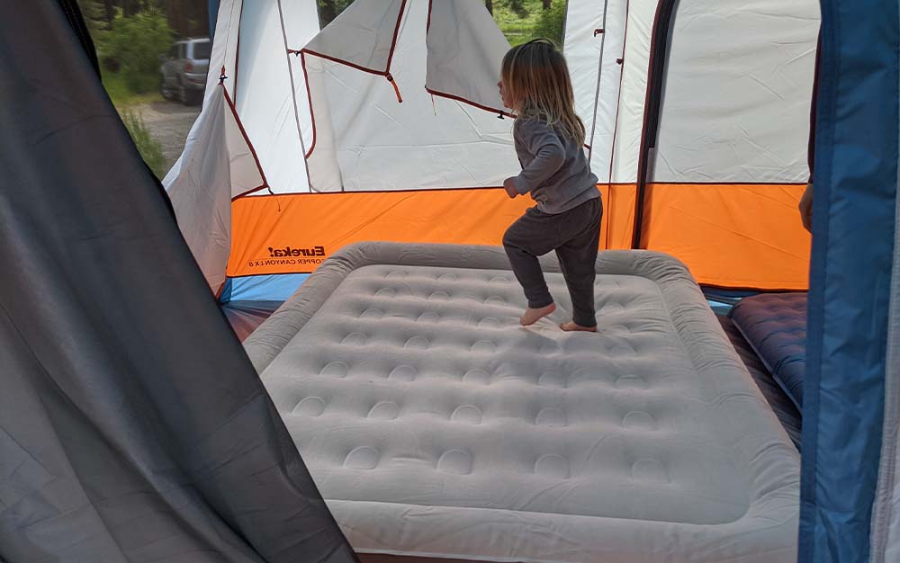 Coleman mattress with toddler