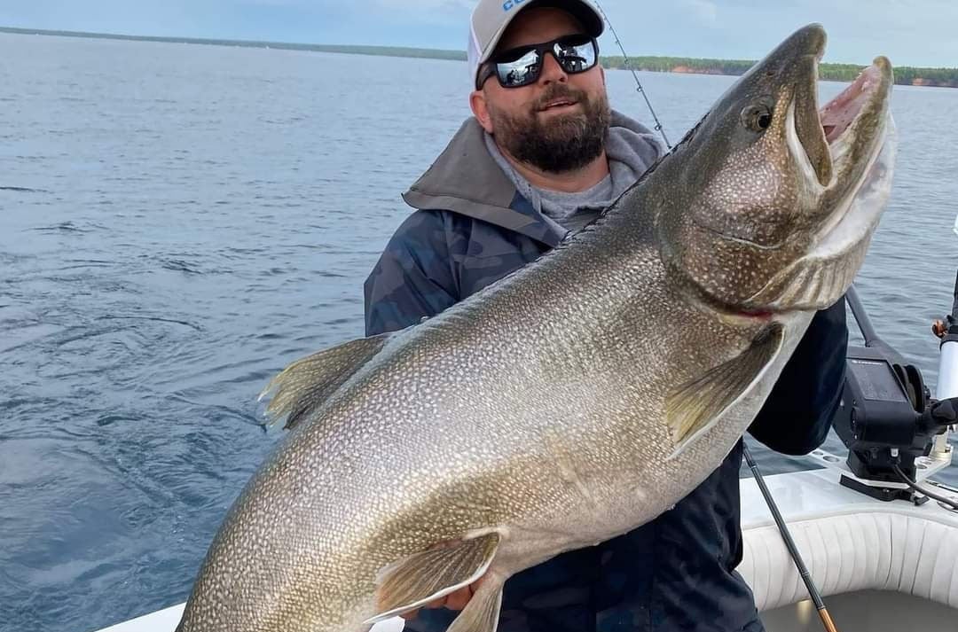 Trophy lake trout catch.