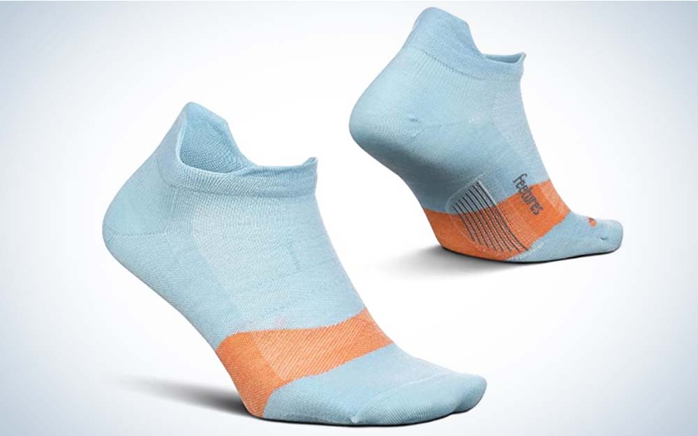 Blue and orange crew best hiking socks