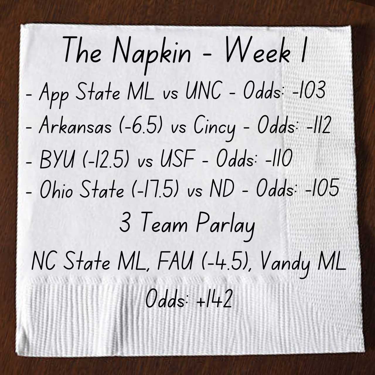 The Napkin: Week 1 betting recap includes multiple white-knuckle games