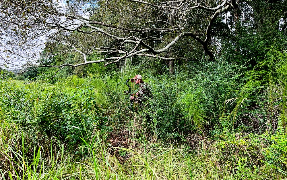 The First Lite Phantom Leafy Jacket in the field edge.