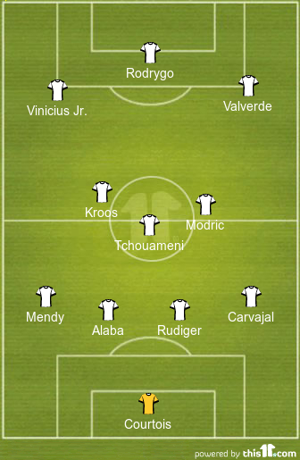 4-3-3 Real Madrid lineup vs Atletico Madrid