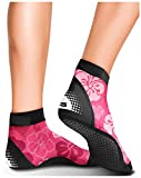 BPS 'Second Skin' Sports Socks - Sand Skins for Outdoor Volleyball, Surfing, Dive Boots, Canoeing, Snorkeling, Beach Soccer - for Men and Women - Low Cut Socks (Pink Floral, Medium)