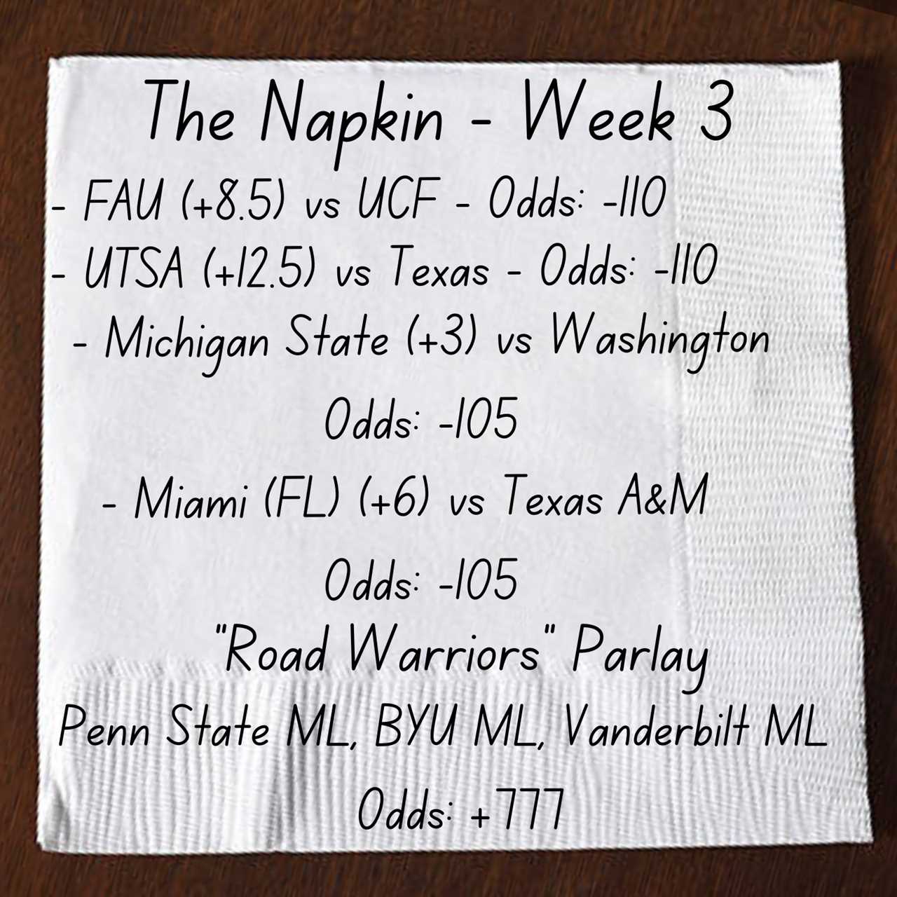 The Napkin: Week 3 betting recap littered with regrettable decisions