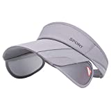 Summer Sun Visor Hat - Women Adjustable Golf Cap with Retractable Brim, UV Protection Beach/Tennis Sport Hat (Gray)