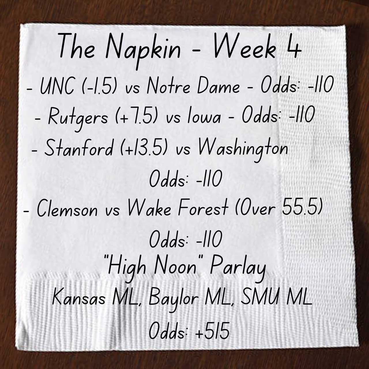 The Napkin: Week 4 betting recap includes multiple close calls