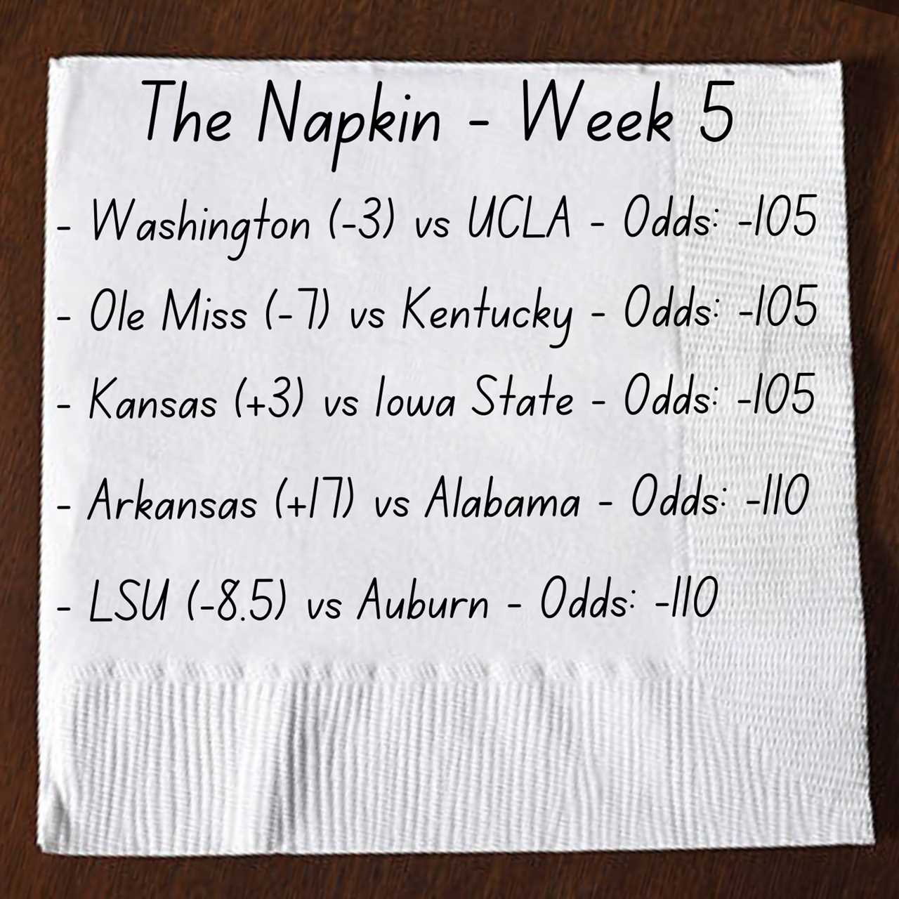 The Napkin: Week 5 betting recap includes multiple close calls