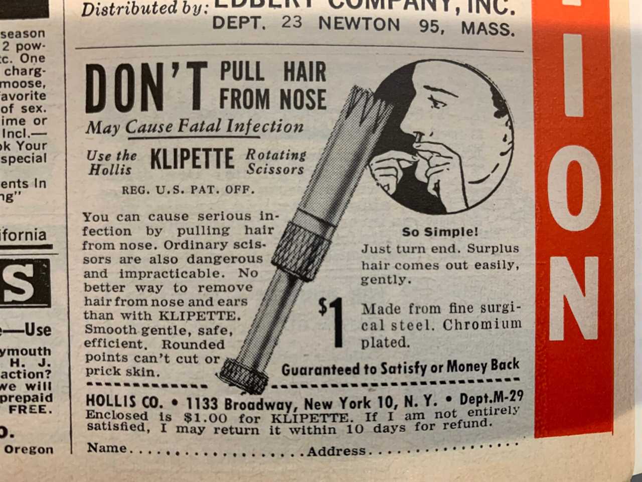 Vintage ad for nose hair trimmer