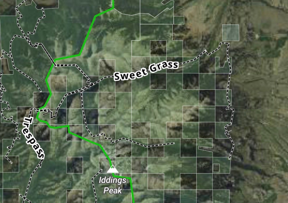 Crazy Mountains land exchange onX map