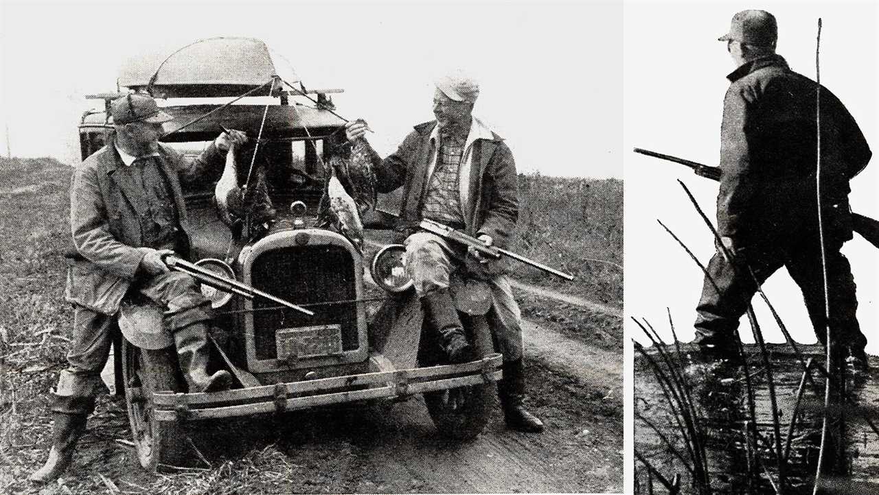 photo of hunters with car, hunter walking in marsh