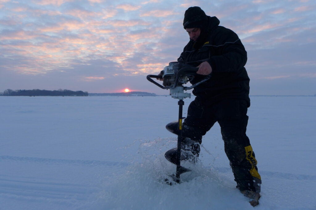 Ice fishing for catfish