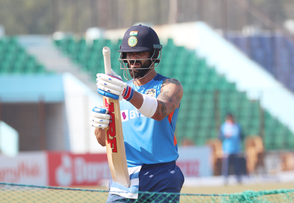 Virat Kohli have a knock at the nets immediately after the first test ended at Chittagong | BANvIND