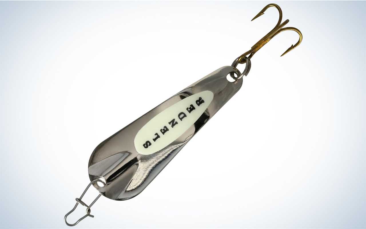 The Custom Jigs and Spins Slender Spoon is one of the best walleye ice fishing lures.