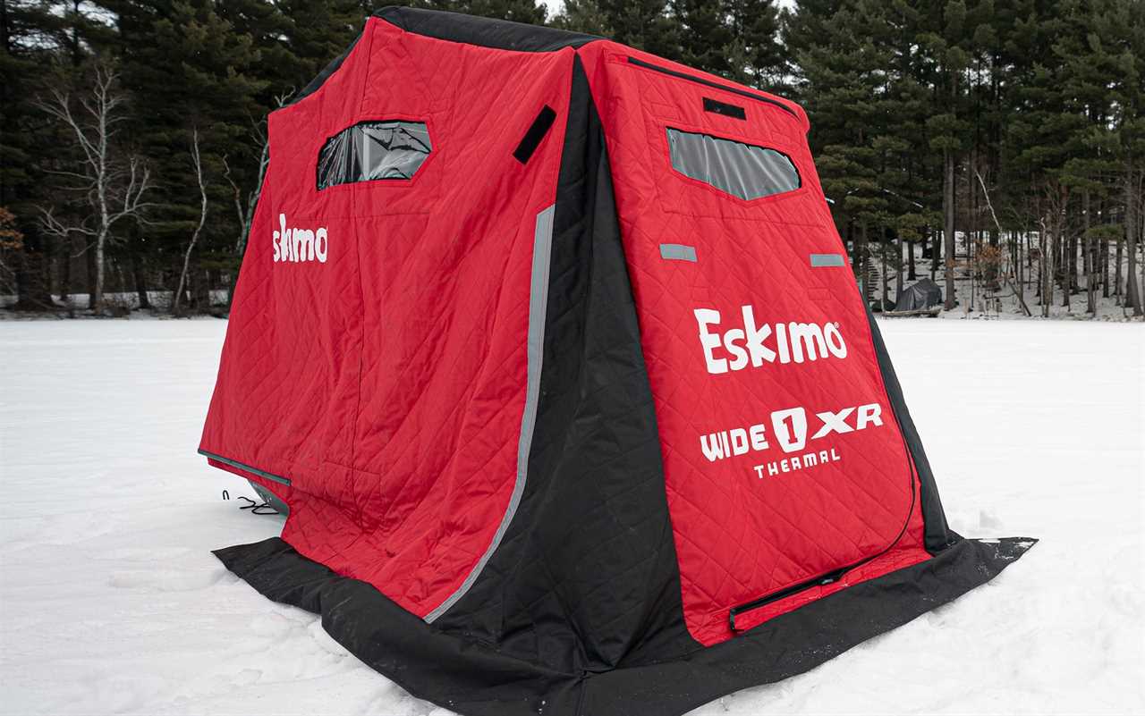 The Eskimo Wide 1 XR Thermal is the most roomy one-person ice fishing shelter.