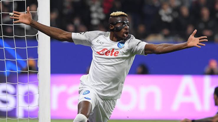 Victor Osimhen scores in Napoli's win over Eintracht Frankfurt