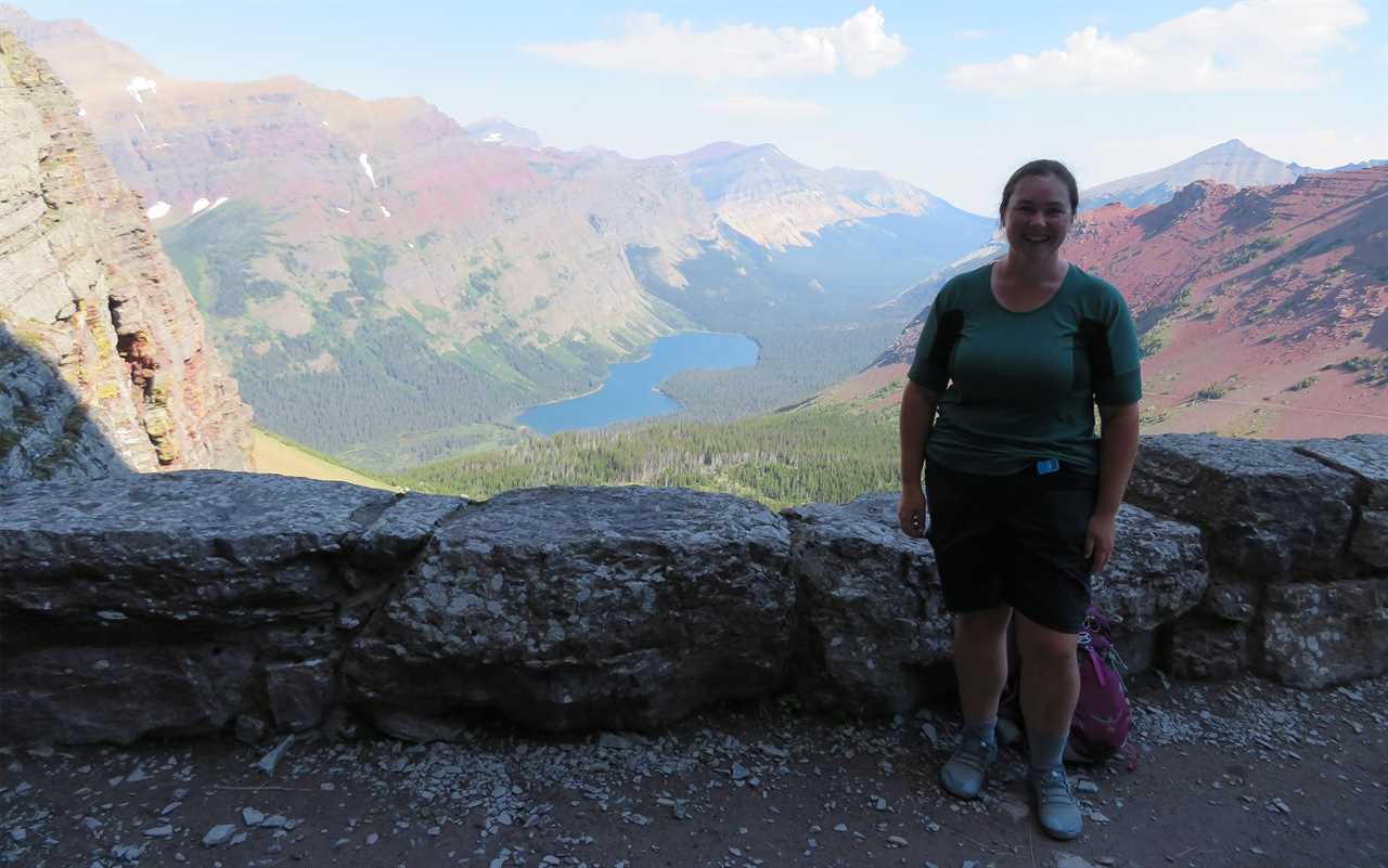 Diane rocking a pair of men’s Vivobarefoots near the Ptarmigan Tunnel at Glacier National Park.