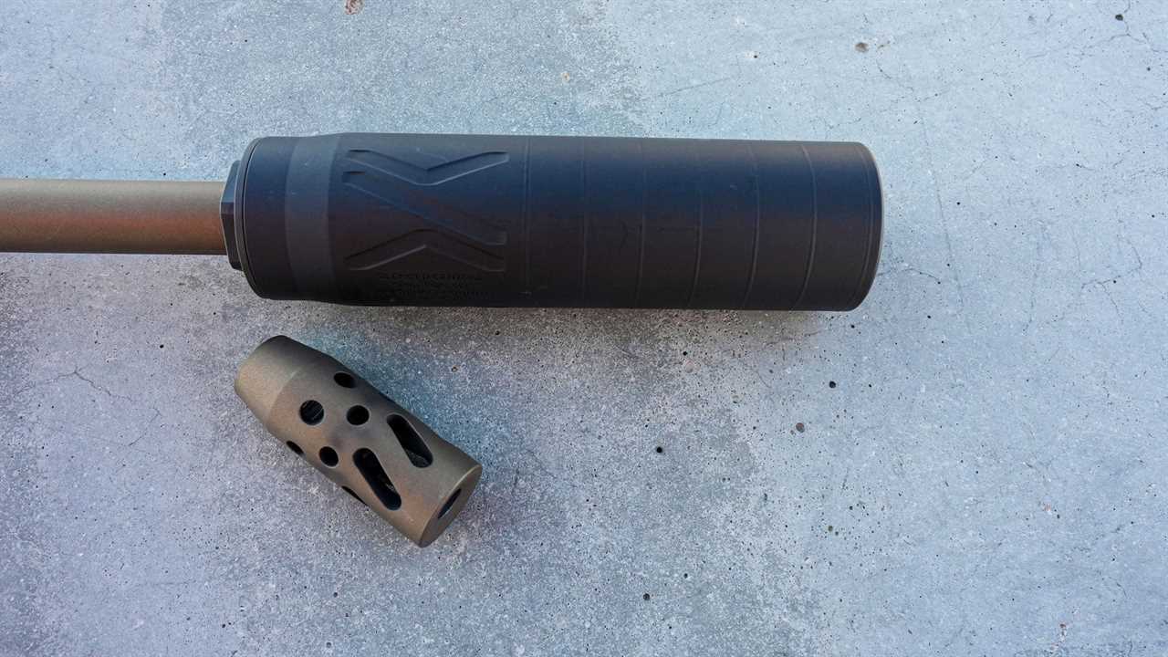 sound suppressor and muzzle brake on bench