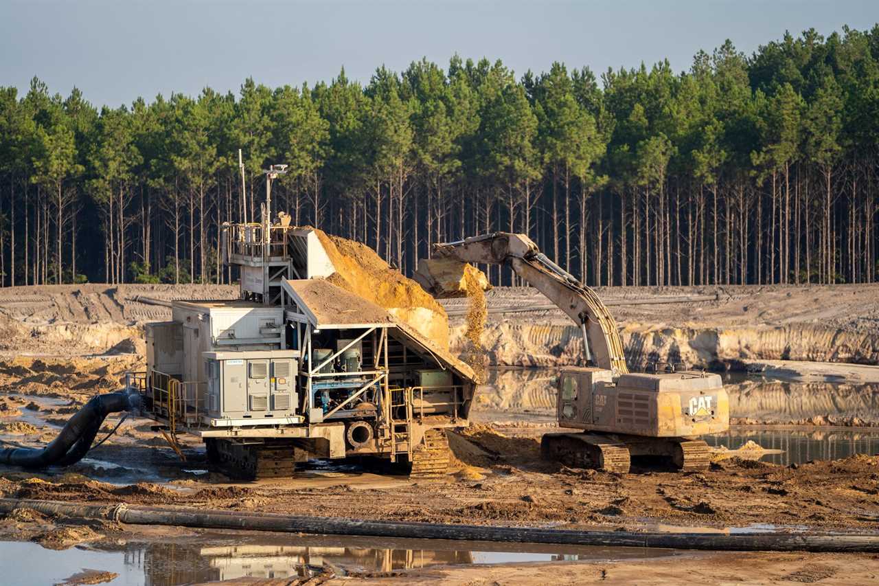 An excavator at an active mine in Georgia.