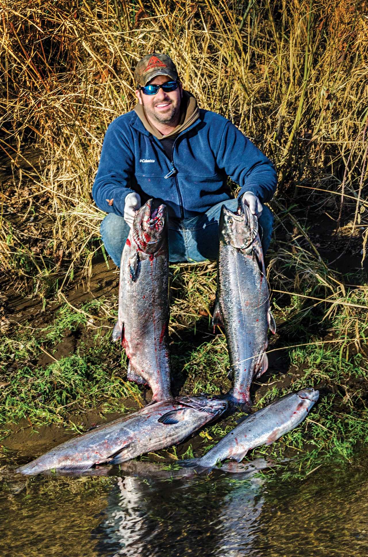 A fish bum with four Oregon salmon.