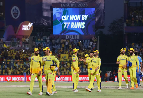 IPL 2023: MS Dhoni led CSK beat Delhi Capitals by 77 runs to seal a place in Playoffs