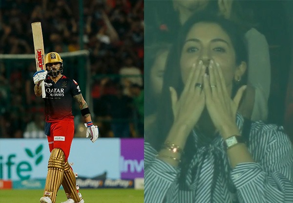 IPL 2023: Anushka Sharma sends flying kisses as Virat Kohli smashed record 7th hundred | Video