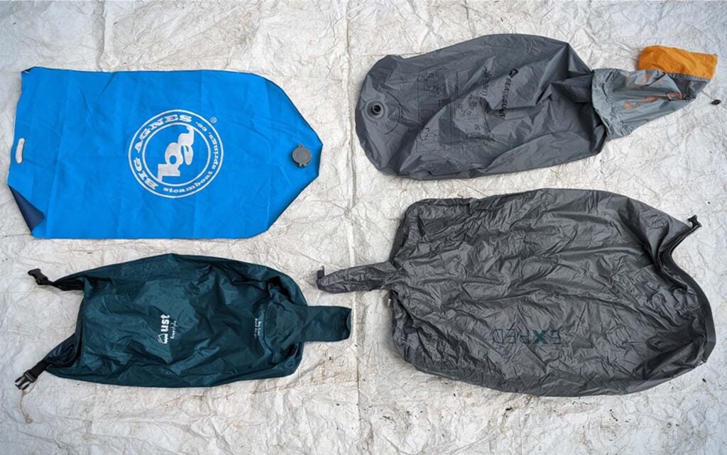 Four deflated best backpacking sleeping pads