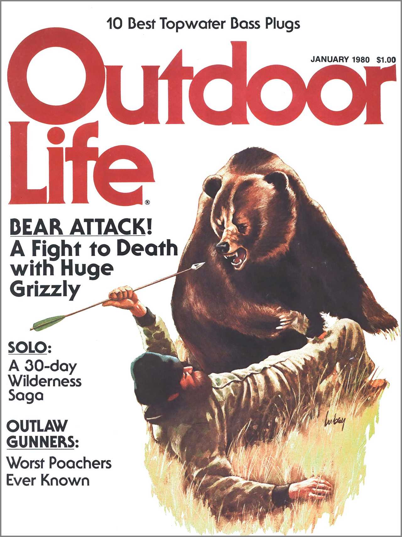 January 1989 cover of Outdoor Life shows bear attack.