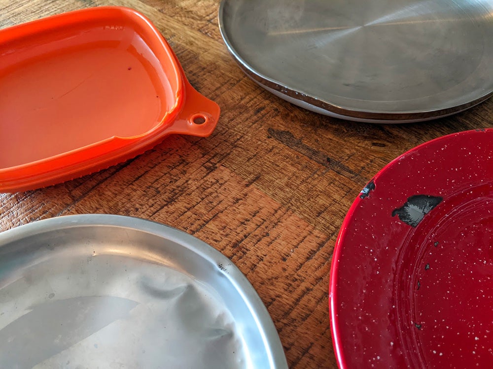 Some of the camping dishes were a little worse for wear at the end of the durability test.