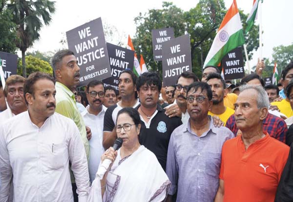 West Bengal CM Mamata Banerjee takes part in candle light march in support of protesting wrestlers