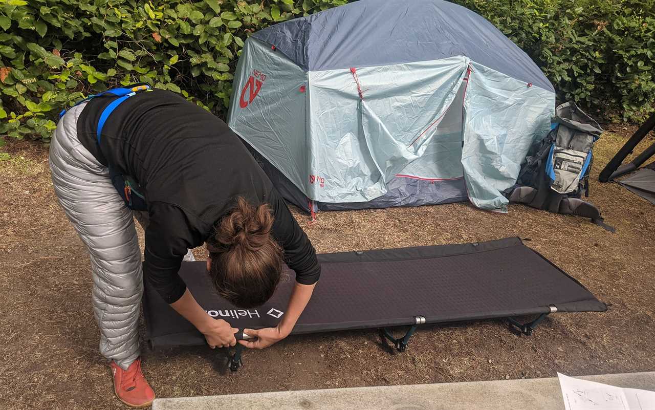 The attachment points for the braces underneath the Helinox Cot One Convertible Insulated were not intuitive to attach, although I did eventually get there.