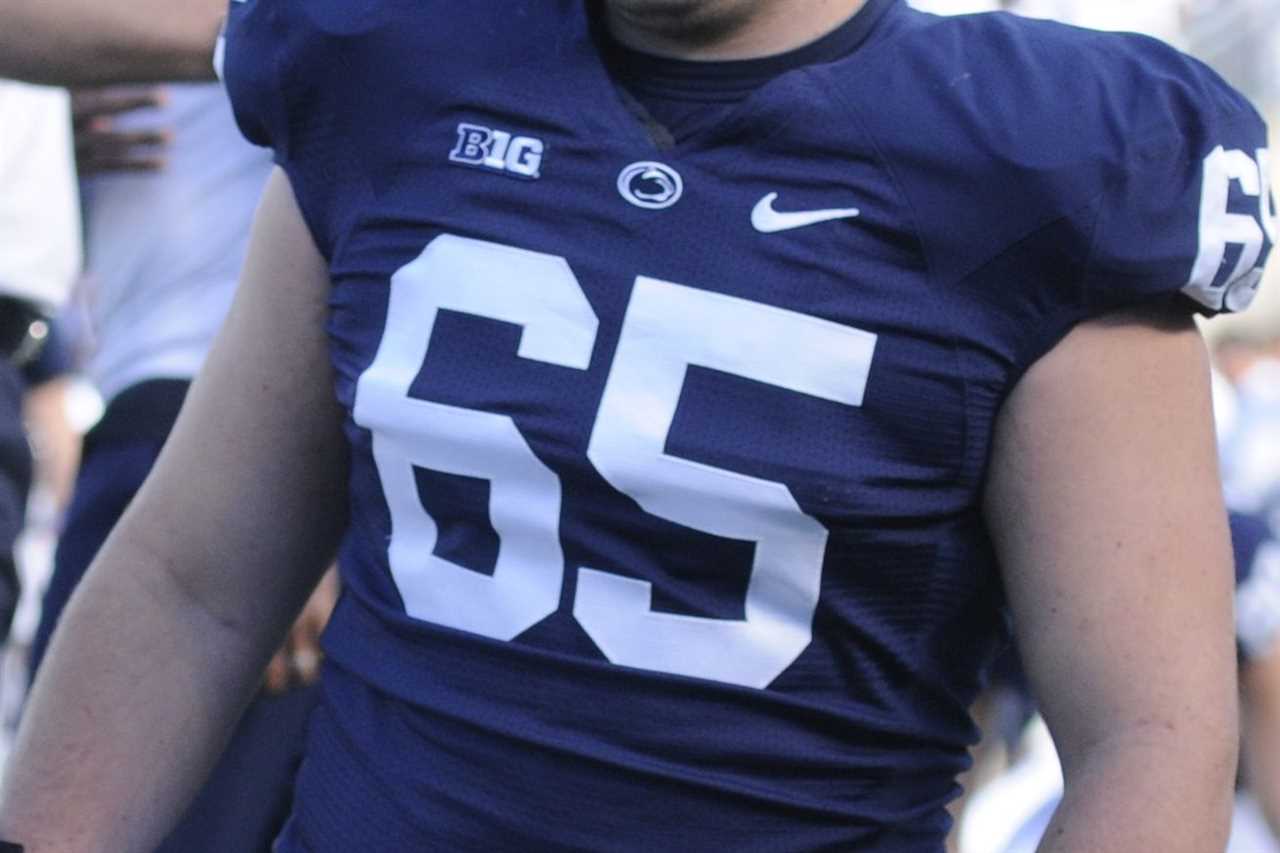 Penn State guard Miles Dieffenbach (65)COLLEGE FOOTBALL Penn State Nittany Lions vs Michigan Wolverines in a Big Ten matchup at Beaver Stadium, State College.Photo by Jeremy Drey10/12/2013