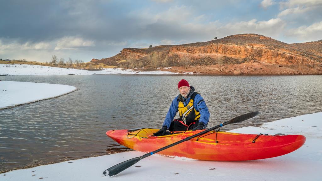 winter kayaking full clothing