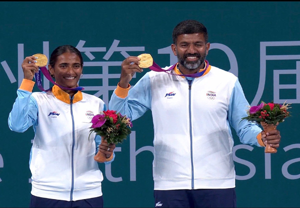 Asian Games 2023: Rohan Bopanna & Rutuja Bhosale clinch gold medal in tennis mixed doubles event